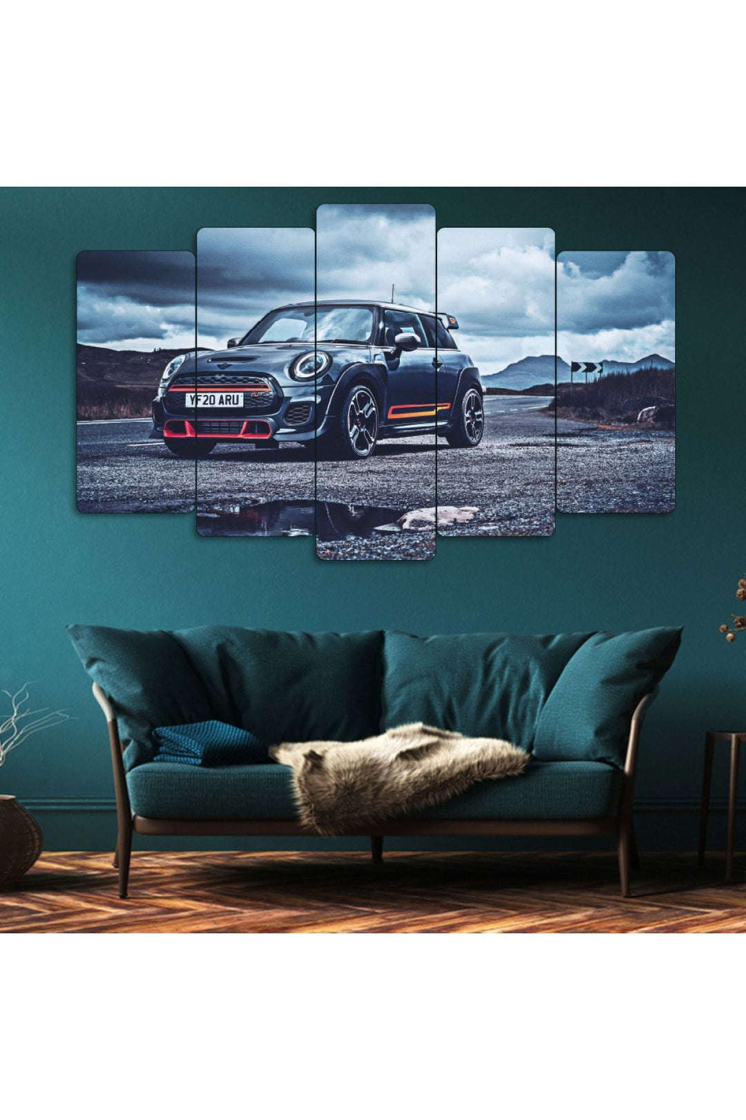 5 Parça Mdf Mını Cooper Spor Araba Tablo