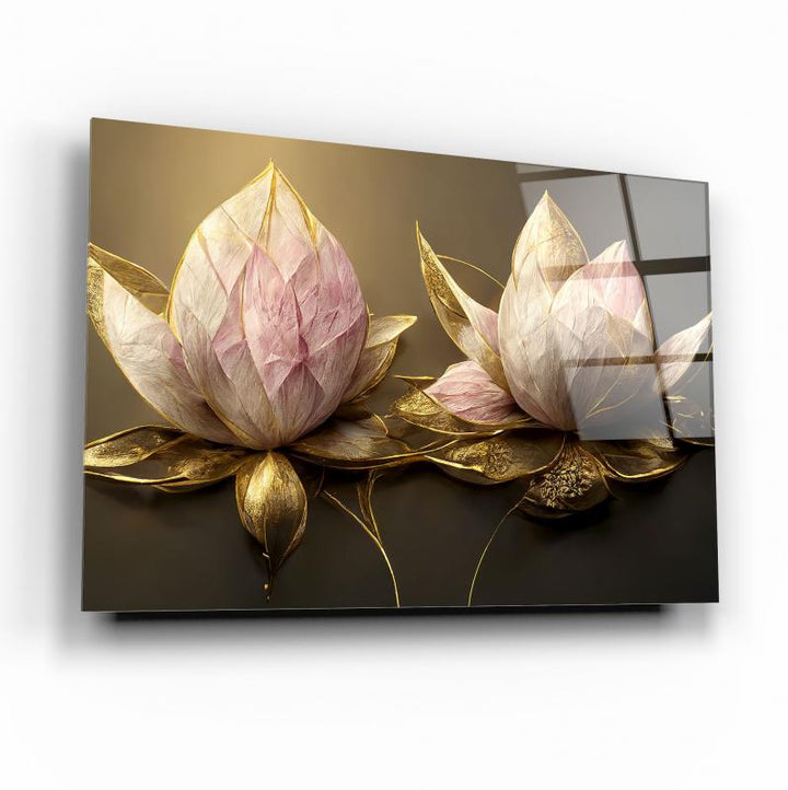 Lotus Çiçek Cam Tablo