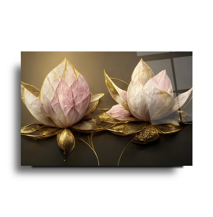 Lotus Çiçek Cam Tablo