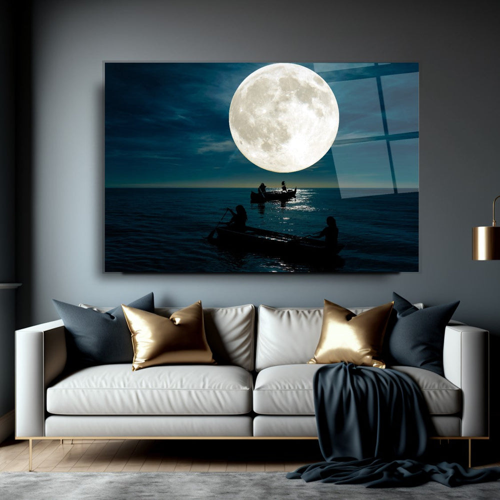 Gece Manzara Cam Tablo