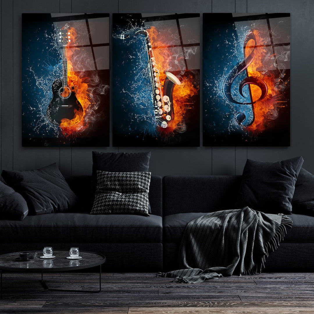 Müzik Enstrümanları Triple Cam Tablo