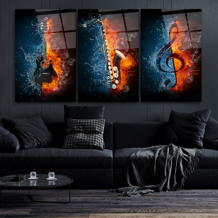 Müzik Enstrümanları Triple Cam Tablo