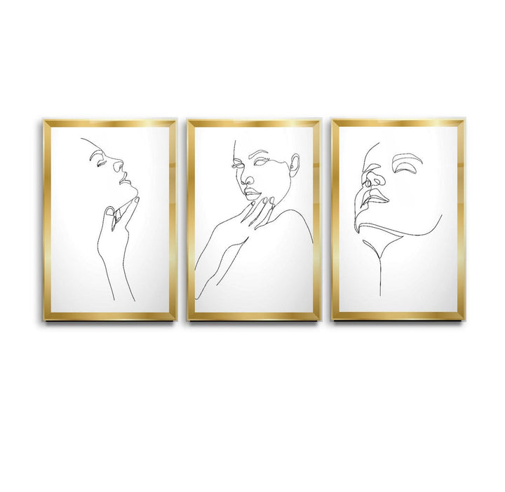 Minimal Portre Triple Cam Tablo Seti